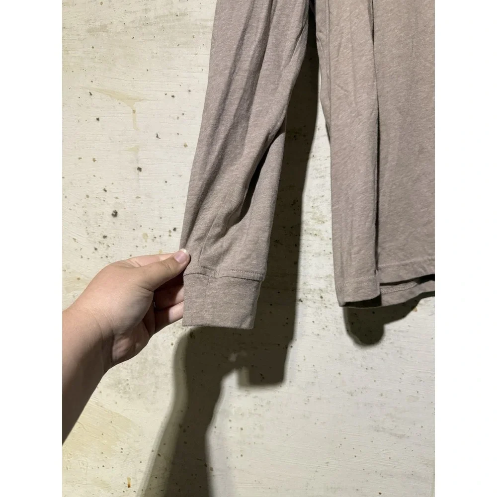 J. Crew TShirt Hoodie XL Beige Minimalist Long Sleeve Pullover Layered Cotton